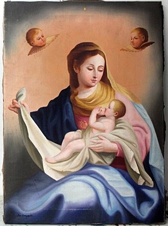 Oil on Canvas by Jose Campeche: Oil on Canvas, Hand Signed by the artist, Approx. Size 27 1/2" x 19 1/2" in.