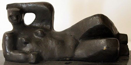 Resting Man - Bronze Sculpture - Henry Moore: Limited Edition, Hand Signed, Bronze Sculpture on a Marble Base, Size Approx. 7" x 6" x 14" in.