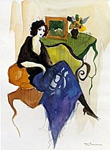 Lithograph after Itzchak Tarkay: Lithograph out of the Book, Plate Signed, This is does not come with a Frame, Size Approx. 8 x 4 Inches