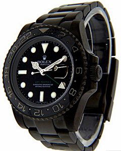 GMT-Master II Men's Rolex Wrist Watch: Manufacturer: Rolex , Model Name: GMT-Master II , Model Number: 116710 , Gender: Men's , Circa: 2009 , Condition: Pre-Owned , Case: Stainless Steel Custom Black Coated PVD / DLC 44mm Width , Movement: