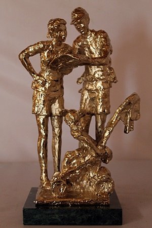Lost in Fantasy Land - Gold over Bronze Sculpture -: Limited Edition, Gold over Bronze Sculpture by Dennis Smith, Hand Signed, Size Approx. 10" x 5"x 5" in.