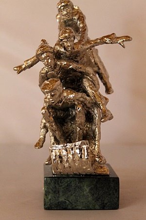 Tobogganeers - Silver Sculpture - Dennis Smith: Limited Edition Silver Sculpture by Dennis Smith, Hand signed, Size Approx. 9"x 4"x 4" in.