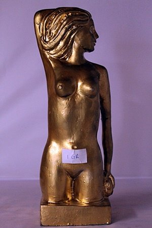 Nude Esmeralda - Gold over Bronze Sculpture - Leo Mol: Limited Edition, Gold Over bronze Sculpture, Hand Signed, Size Approx. 12" x 4"x 5" in.