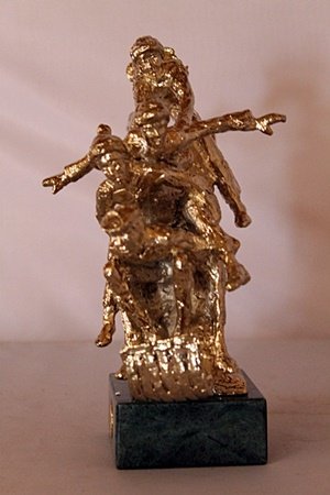 Tobogganeers - Gold over Bronze Sculpture - Dennis: Limited Edition, Gold over Bronze Sculpture by Dennis Smith, Hand Signed, Size Approx. 9" x 9" x 6" in.