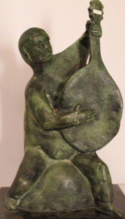 Der Banjospieler (The Banjo Player) - Gregor Kruk: Limited Edition, Hand Signed, Patina Bronze Sculpture after the artist, Size Approx. 17" x 7" x 11" in.