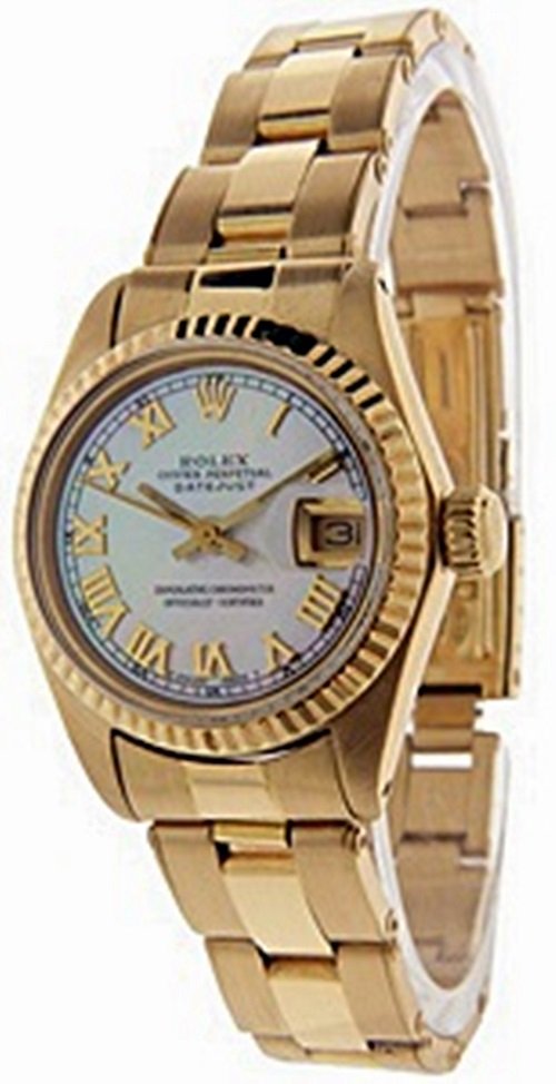 Lady's 18K DateJust Mother Pearl Rolex: Manufacturer: Rolex , Model Name: DateJust , Gender: Women's , Circa: 1982 , Condition: Pre-Owned, Great Overall Condition. Polished and Overhauled (Full Service) , Case: 18K Yellow Gold, 26mm Width (