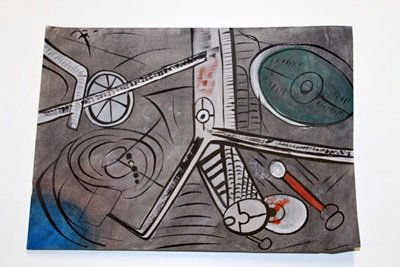 Roberto Matta - Untitled: Watercolor on paper, Roberto Matta "Untitled", private collection, unframed dimensions approx 14x10.