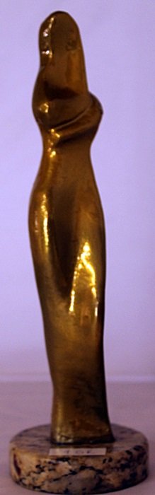 Gold over Bronze Sculpture - after Alexander Archipenko: Gold Over bronze Sculpture, Size Approx. 10" x 3" x 3" in.