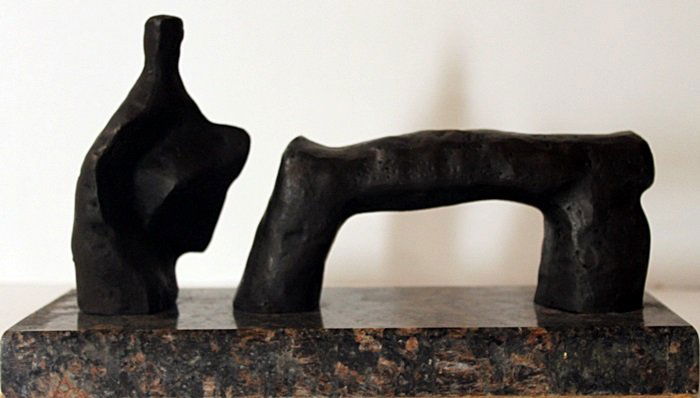 Limited Editition Bronze Sculpture - Henry Moore: Limited Edition, Bronze Sculpture on a Marble Base, Hand Signed, Size Approx. 7" x 12" x 5" in.