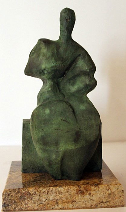 Patina Bronze Sculpture - Henry Moore: Limited Edition, Hand Signed, Patina Bronze Sculpture on a Marble Base, Size Approx. 22" x 9" x 5" in.