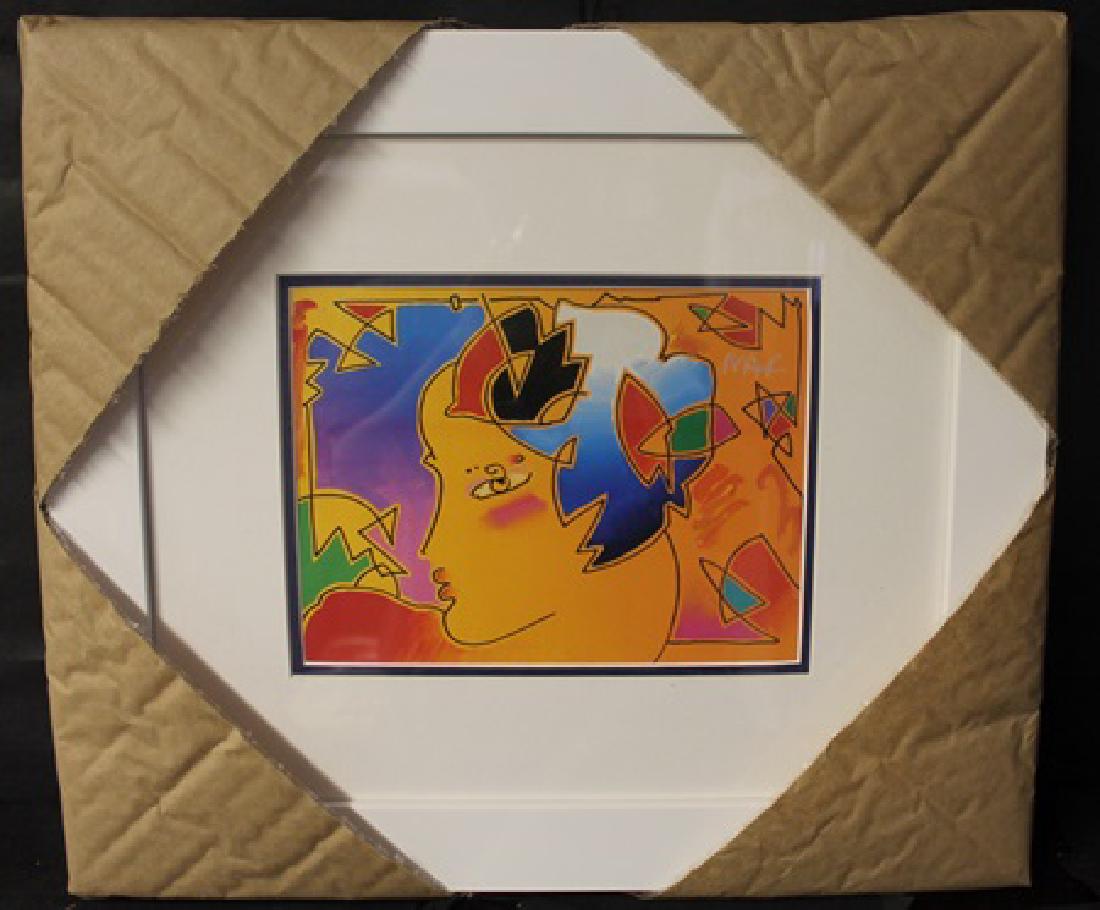 "UNTITLED" By PETER MAX (N): Authentic Lithograph, Signed Authentic the artist, In the plate, Out of the book, Approximately 14 x 16 In.