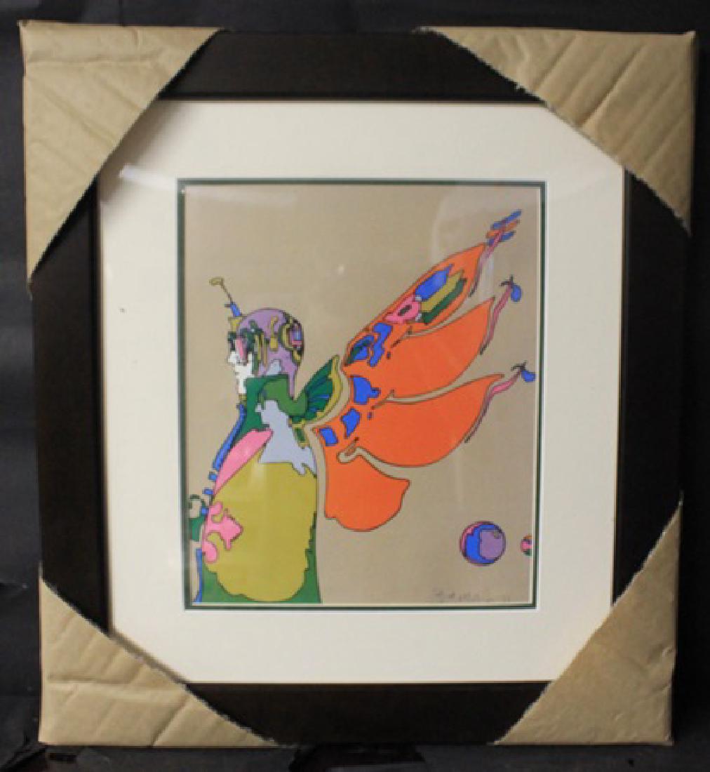 "UNKNOWN" By PETER MAX (N): Authentic Lithograph, Signed Authentic the artist,In the plate out of the book; Approximately 19 1/2 x 17 1/2 In.