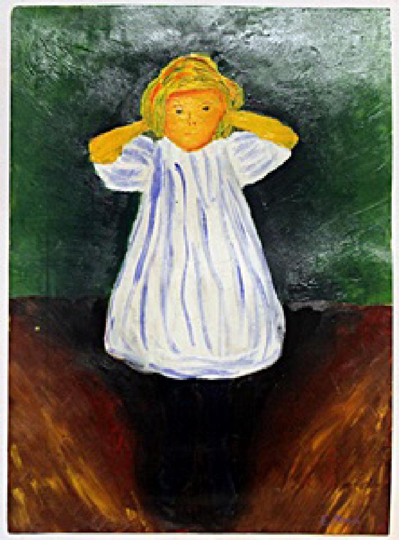 The Child - Edvard Munch: Pastel Drawing in the manner of Edvard Munch, bearing a signature, Size Approx. 16 x 11 In