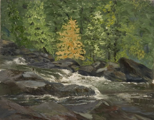 Landscape Untitled - Attributed Scott: Oil on board requiring renovation and repair. Based upon available information we attribute this artwork to Scott. Measures 20" x 16" and is framed