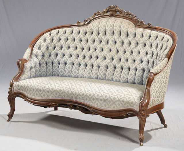 American Carved Mahogany Settee, late 19th c., with (1 of 1)