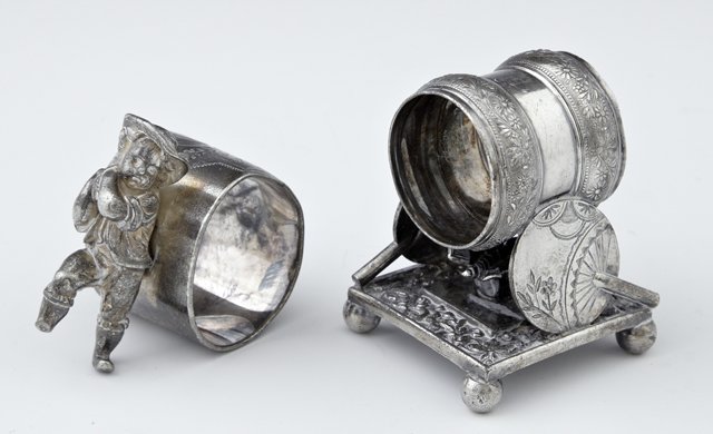 Two Silver Plated Napkin Rings, 19th c., one aesthetic (1 of 1)