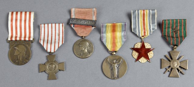 Group of Six French Military Medals, c. 1918, WWI, one (1 of 1)
