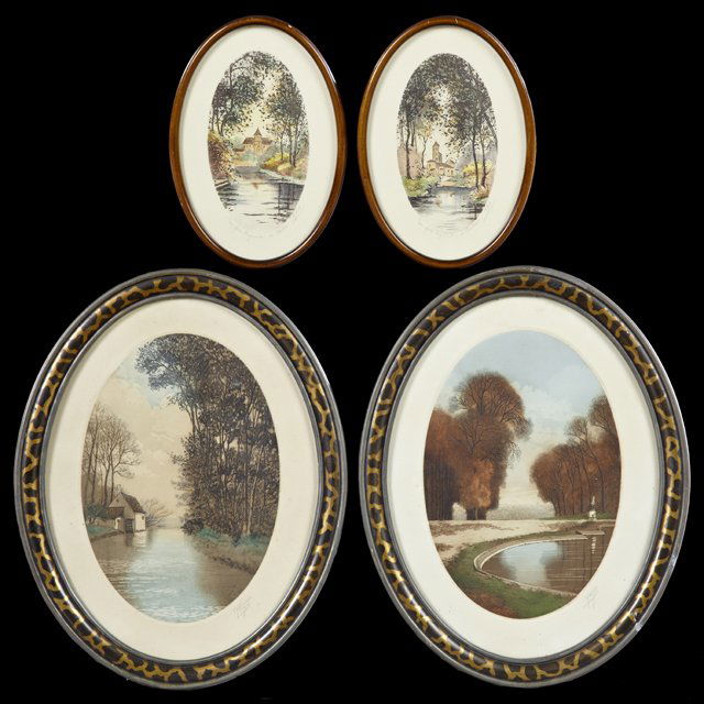 Faie, "Le Chateau," and "Le Cloistre," pair of colored (1 of 3)