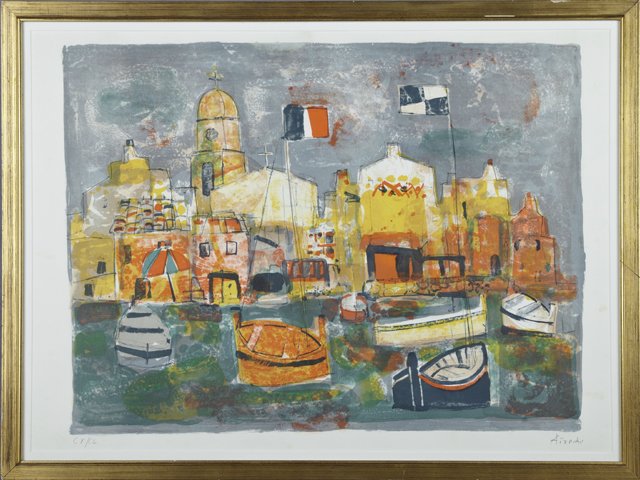 Paul Aizpiri (1919- , French), "Harbor Scene," 20th c., (1 of 1)