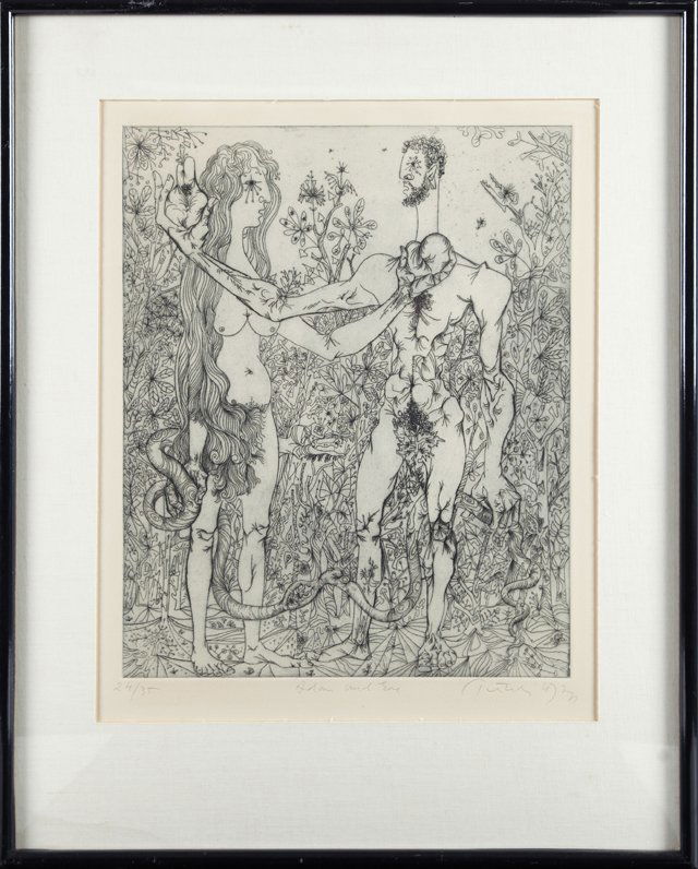 Gabor Peterdi (1915-2001), "Adam and Eve," 20th c., (1 of 1)