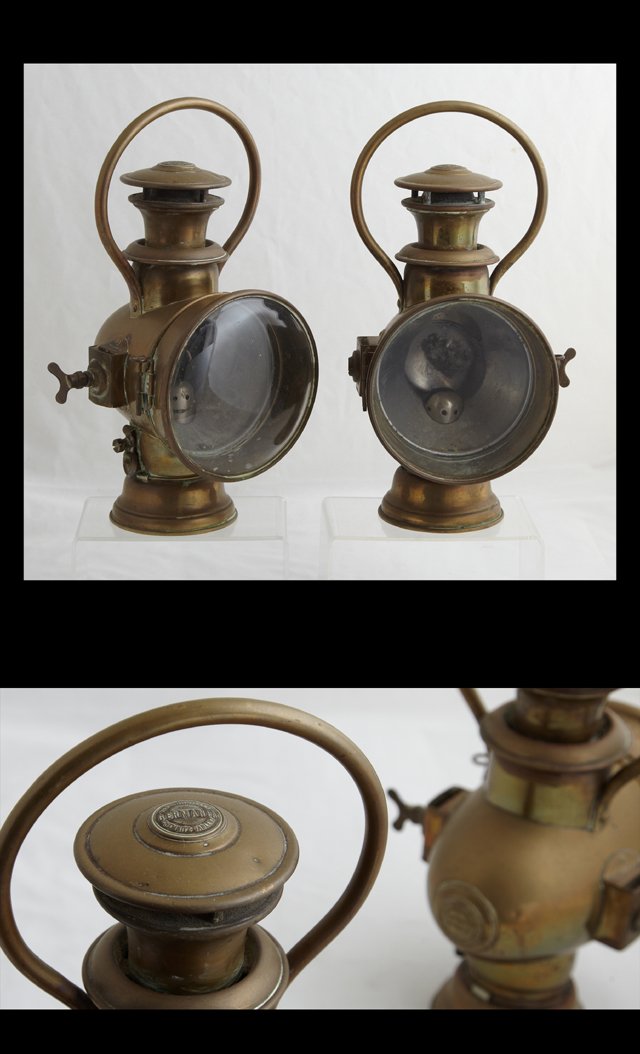 Pair of Brass Germania Oil Lanterns, 19th c., by Herm (1 of 1)