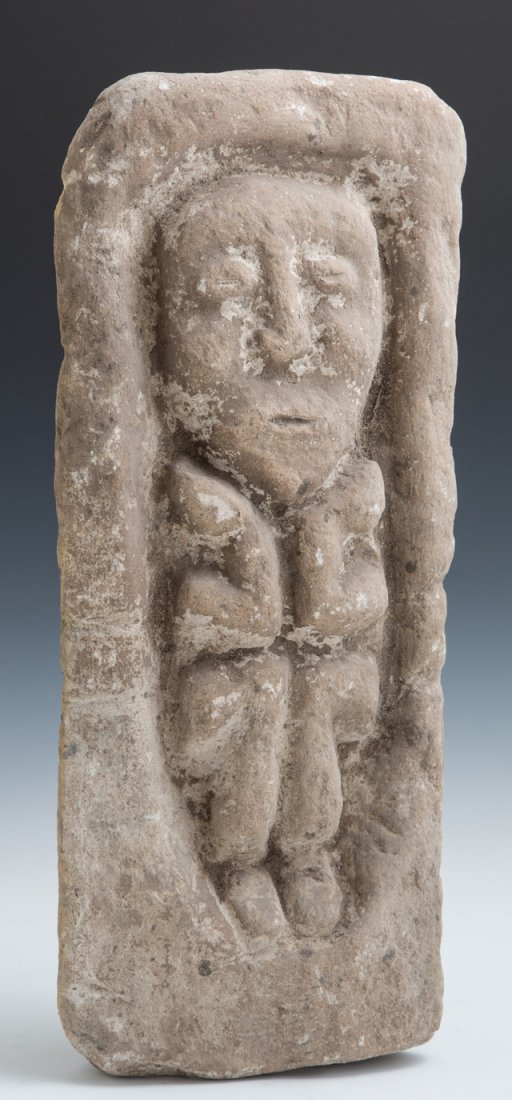 Pre-Columbian Carved Stone Remembrance of a Burial: Pre-Columbian Carved Stone Remembrance of a Burial Cradle, for Royalty, Honduras, H.- 17 1/2 in., W.- 8 in., D.- 4 3/4 in.