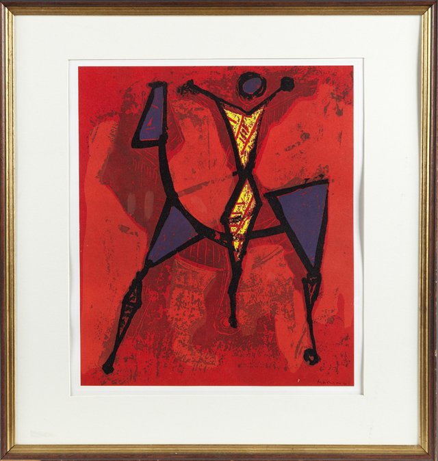 Marino, "Man on Horseback," 20th c., color serigraph, (1 of 1)