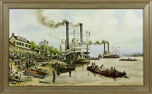 John Korver, "Steamboat at the Dock in Baton Rouge," (1 of 1)