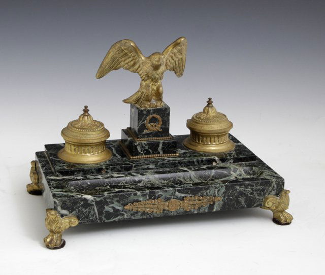 French Empire Style Gilt Bronze and Verde Antico Marble (1 of 1)