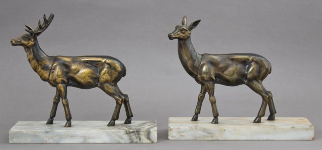 Pair of Art Deco Patinated Spelter Bookends, c. 1940, (1 of 1)