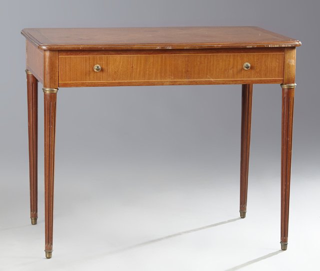 French Louis XVI Style Inlaid Mahogany Writing Table, (1 of 1)