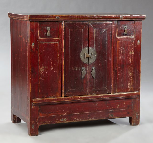 Chinese Pine Altar Cabinet, early 20th c., the (1 of 2)