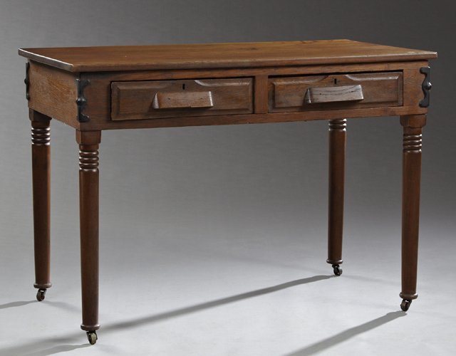 American Arts and Crafts Period Iron Bound Carved Oak (1 of 1)