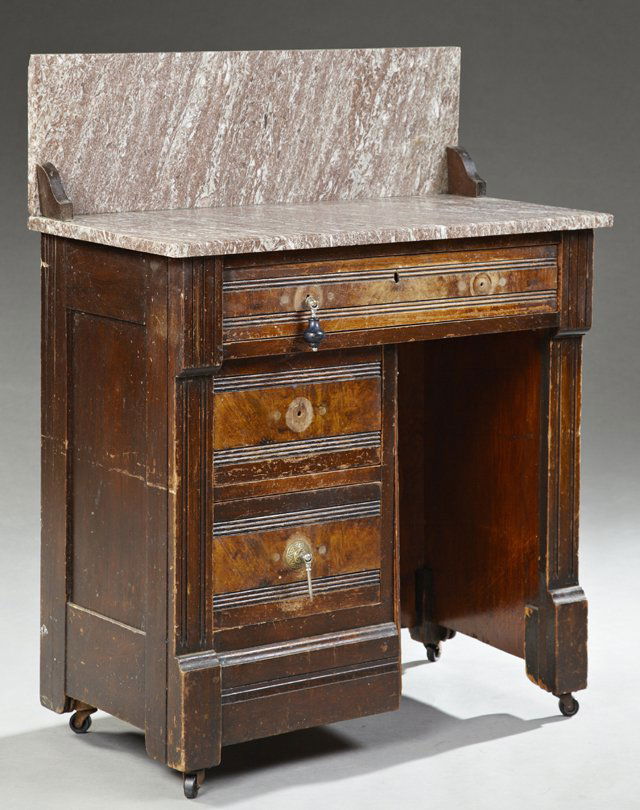 American Eastlake Carved Walnut Marble Top Washstand, (1 of 1)