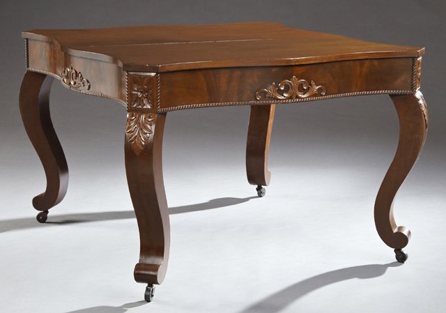 American Late Classical Carved Mahogany Dining Table, (1 of 1)
