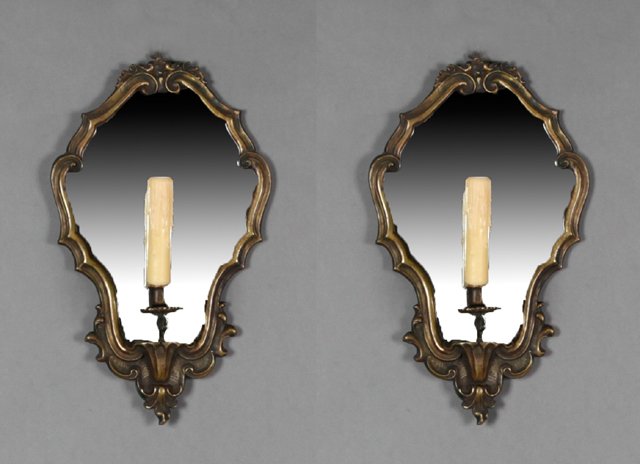 Pair of Gilt Spelter Italian Baroque Style Mirrored (1 of 1)