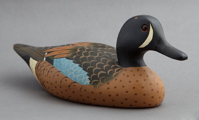 Miniature Carved and Polychromed Blue Wing Teal Duck (1 of 1)