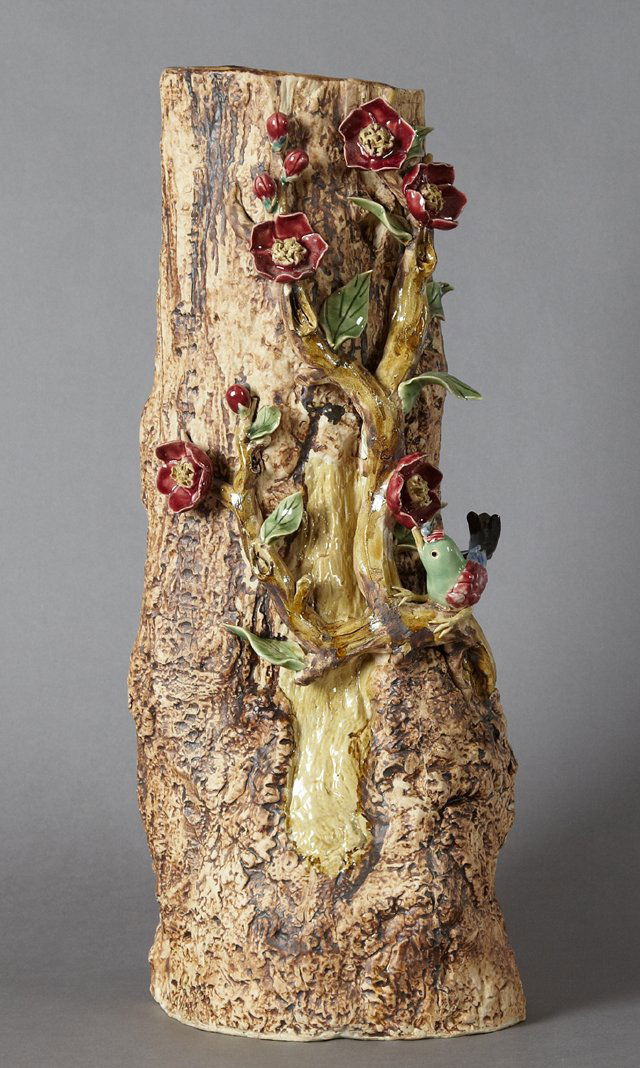 Large Ceramic Vase, 20th c., of tree trunk form, with (1 of 1)