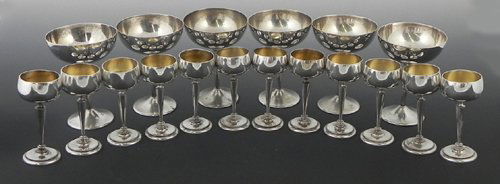 Eighteen Piece Set of Silverplated Stemware, 20th c., (1 of 1)