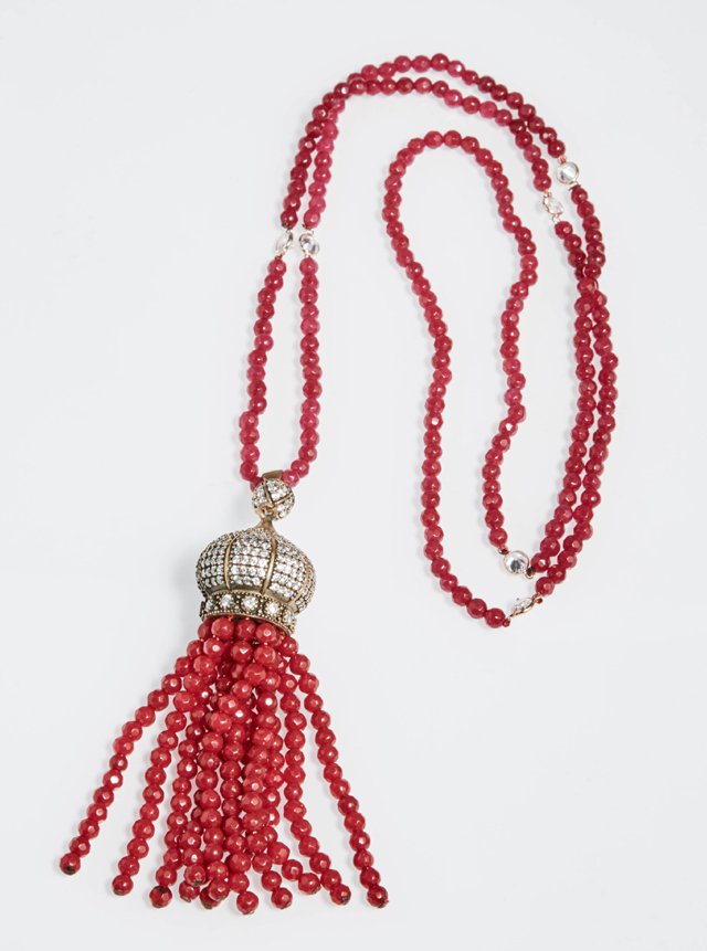 Unusual Ruby Bead Necklace, with a crown pendant with (1 of 1)