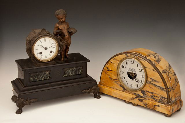 Two French Marble Clocks, one an Art Deco electric (1 of 1)