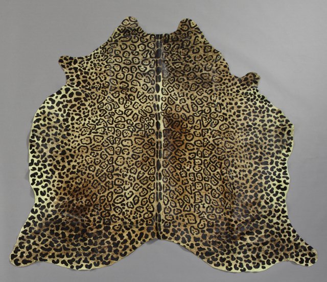 Printed Cowhide Faux Cheetah Rug, 21st. c., 6' 8 x 6'. (1 of 1)
