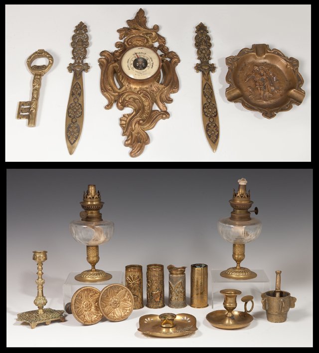 Large Group of Seventeen French Metal Pieces, (1 of 3)