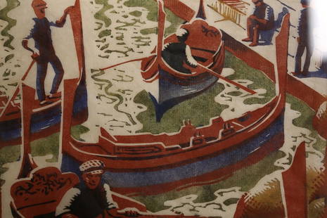 Harold Frederick Weaver Hawkins (Australian: Harold Frederick Weaver Hawkins (Australian, 1893-1977), ''Maltese Market'', ''Maltese Dhaisas'' and ''Maltese Cart'', linocuts, each signed Raokin and titled in pencil in the margin, framed. (3) Each