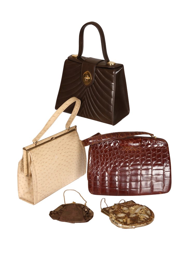 A Vintage Ackery London Ostrich Leather Handbag