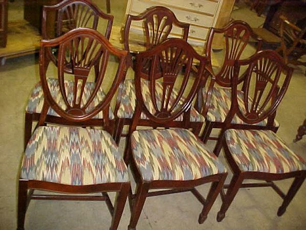 49 Set Of 6 Mahogany Shield Back Dining Chairs Oct 15 2004 Ken S Antiques And Auction In Ga