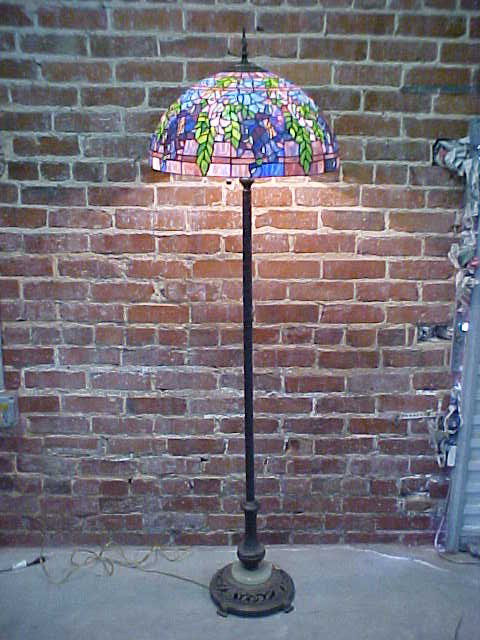 Tiffany Style Leaded Glass Floor Lamp: Tiffany Style Leaded Glass Floor Lamp Quality Reproduction w/ Marble & Bronze Base Measures 20" x 67"high