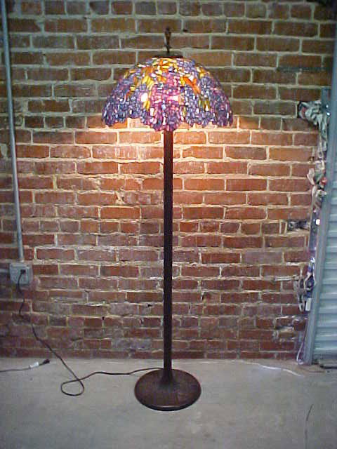 Tiffany Style Leaded Glass Floor Lamp: Quality Reproduction Tiffany Style Leaded Glass Floor Lamp w/ Bronze Base Measures 22" x 67"high