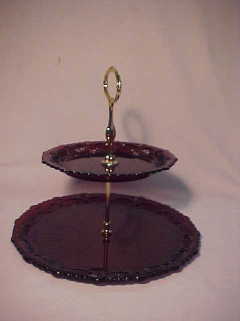Ruby Red Cape Cod 2 tier serving dish.