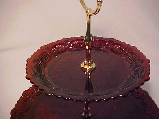 Ruby Red Cape Cod 2 tier serving dish. - 2